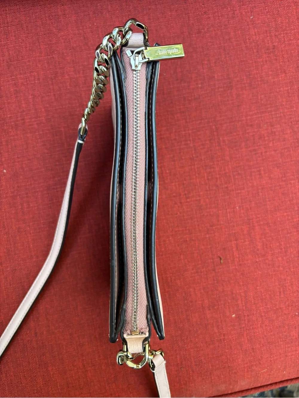 kate spade Blush Pink Saffiano Crossbody with Chain Strap
